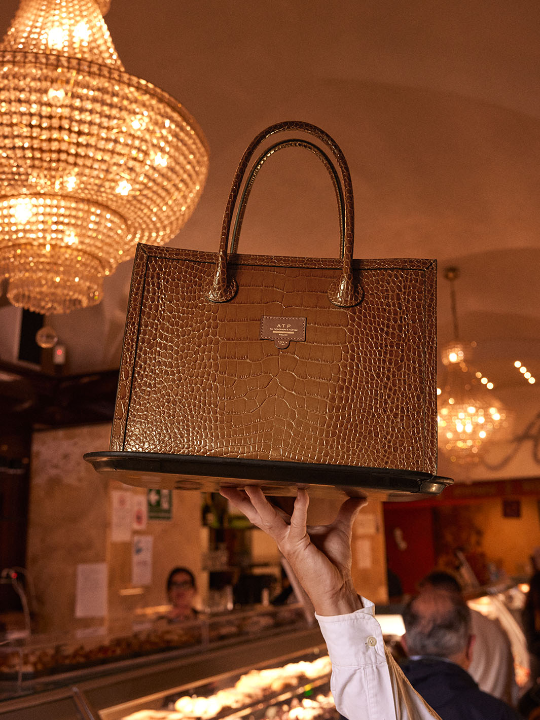 Montefalcione Cannella Printed Croco Book bag