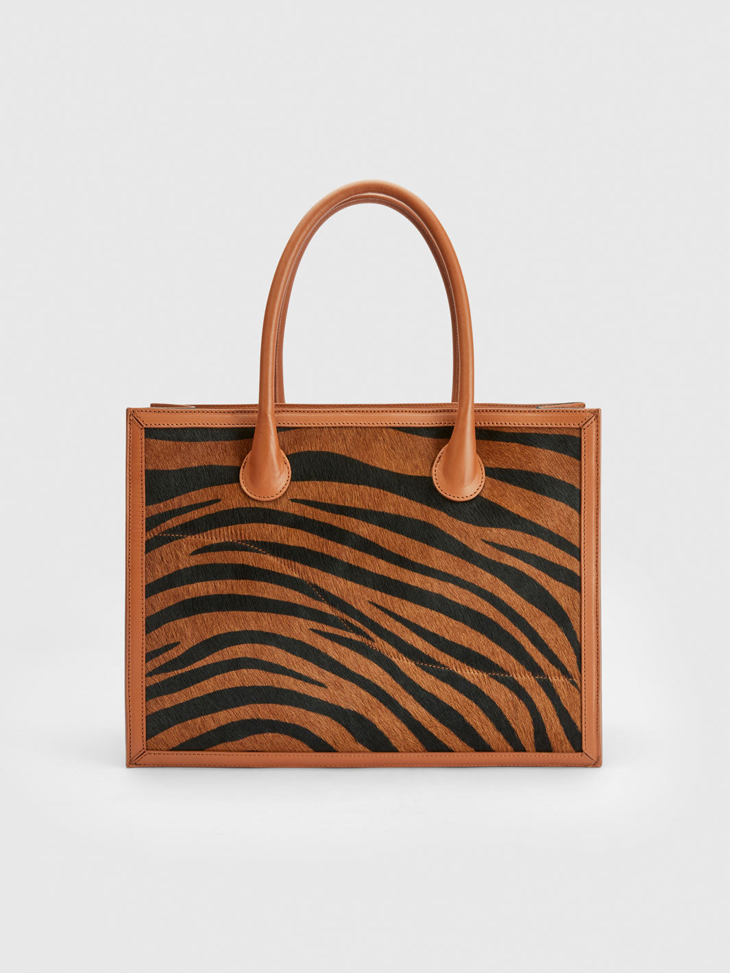 Montefalcione Brandy Printed Zebra Pony/Leather Book bag