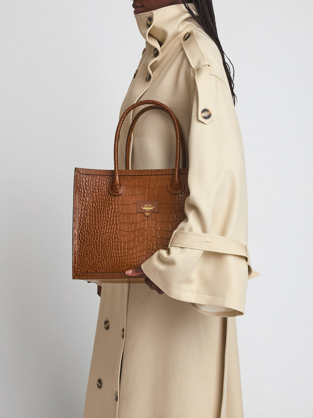 Montefalcione Cannella Printed Croco Book bag