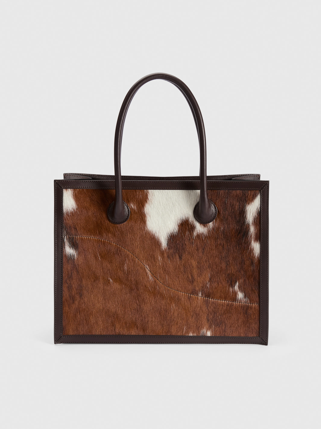 Montefalcione Unique Walnut Cow Print Leather Book bag ATP Atelier