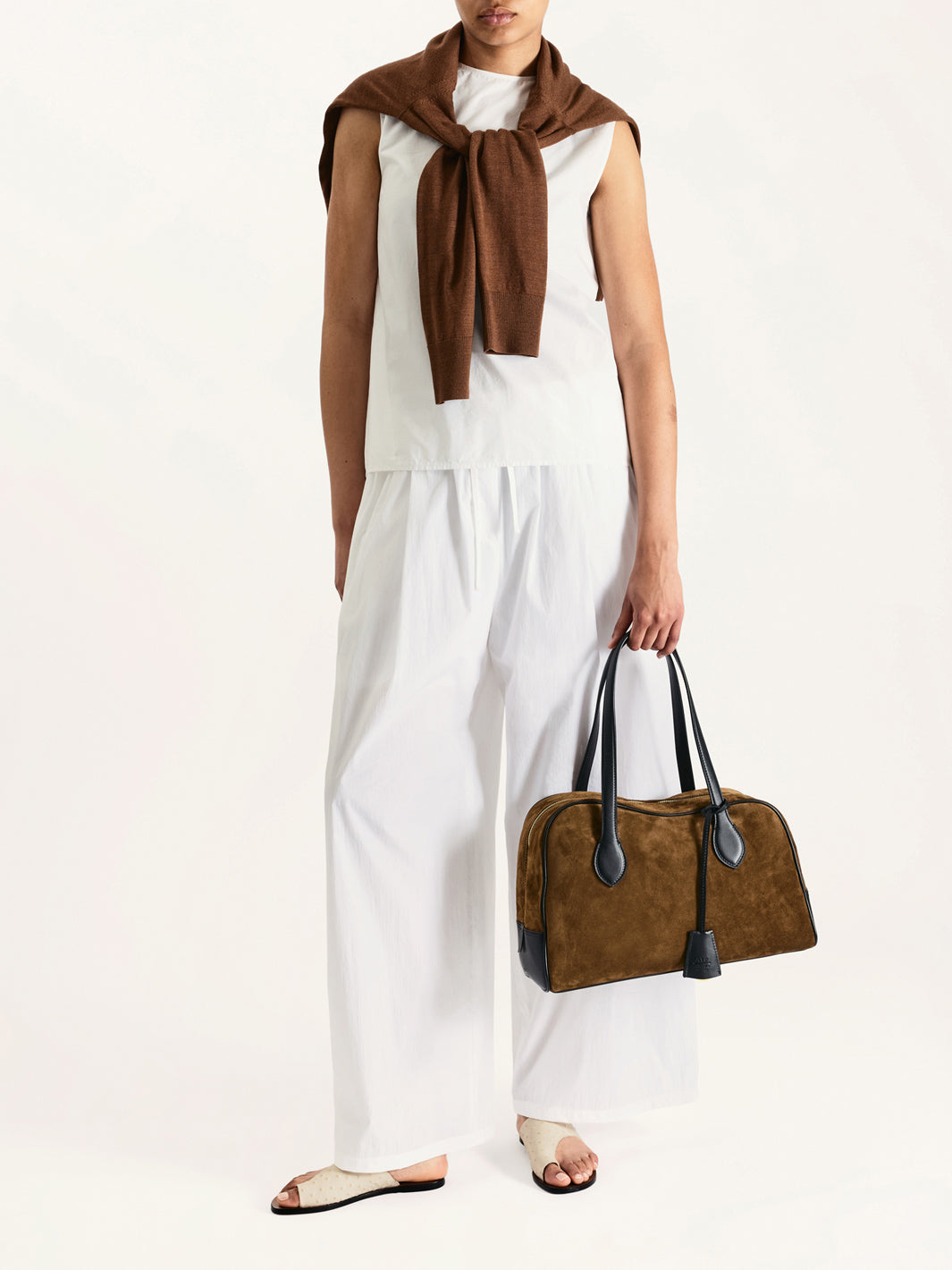 Noale Cannella/Black Suede/Leather Top handle bag