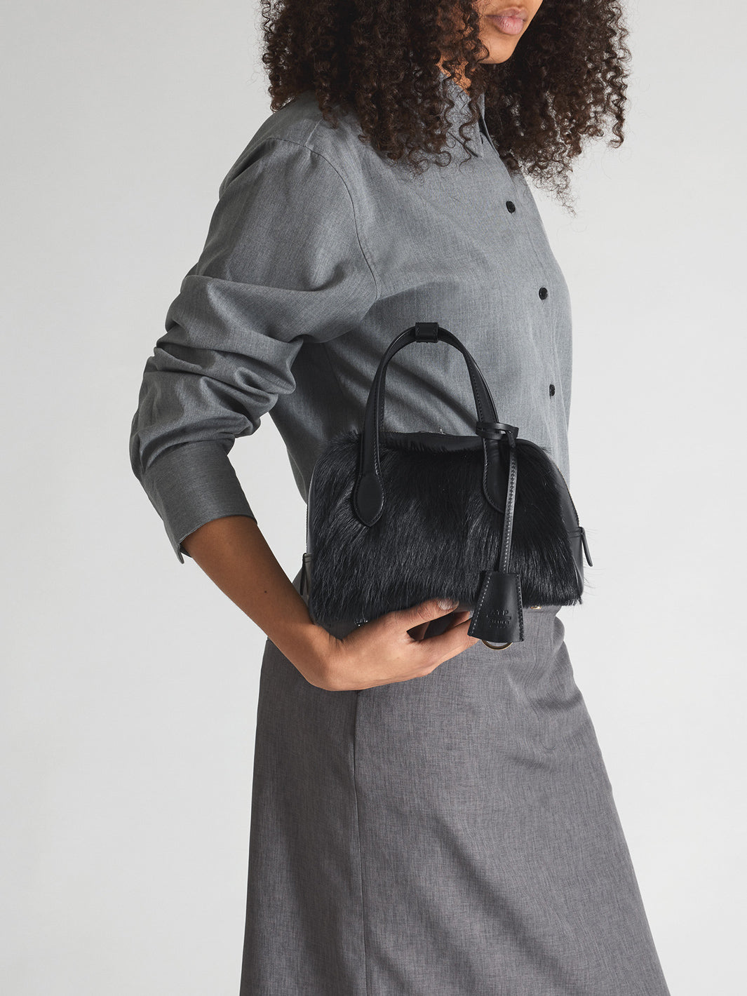 Ormelle Black Pony/Leather Top handle bag