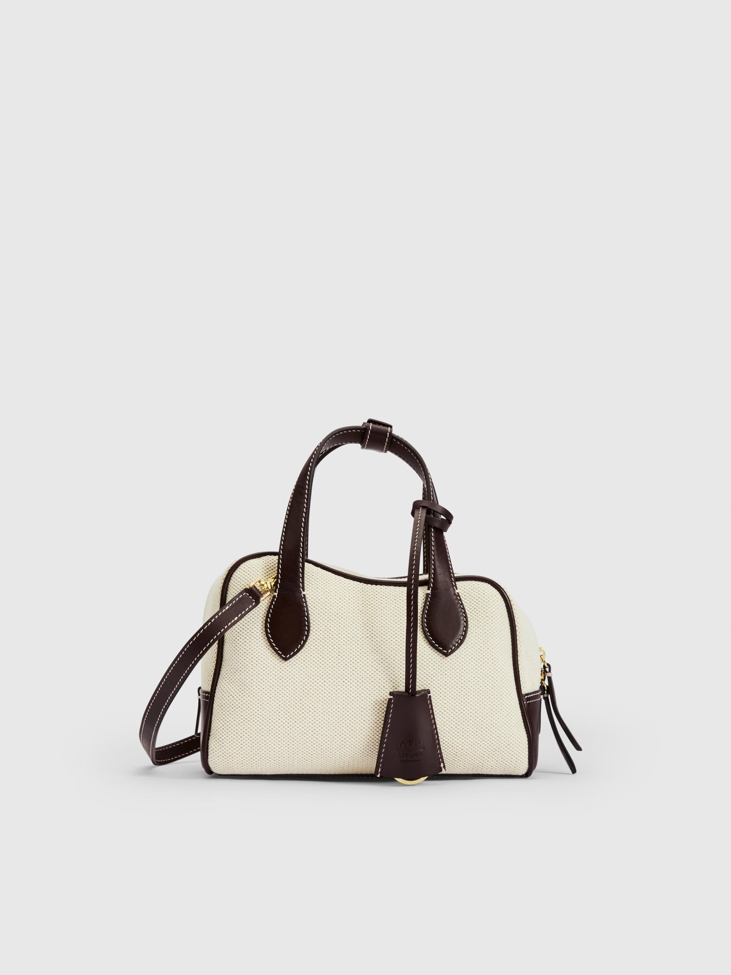 Ormelle Ecru/Walnut Canvas/Leather Top handle bag