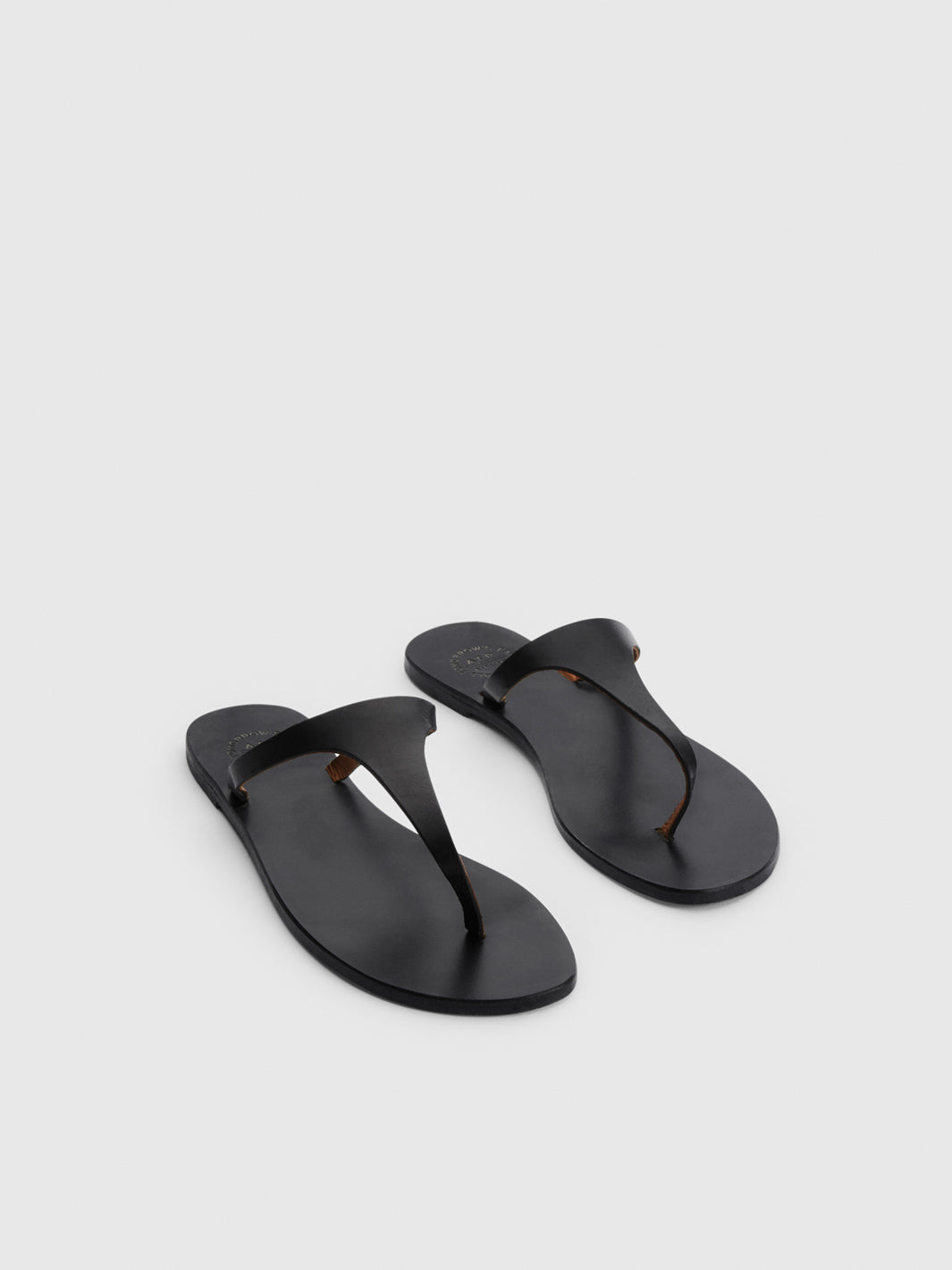 Pesche Black Leather Flat sandals