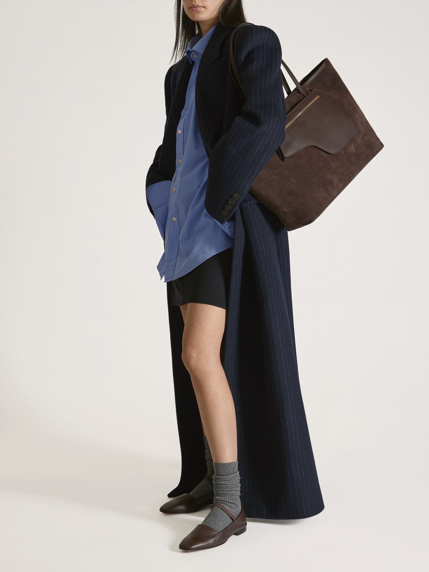 【PORTERNA】Rackle Flat Shoes Wide Fit Black Leather Slingback Flats – Sargasso and Grey