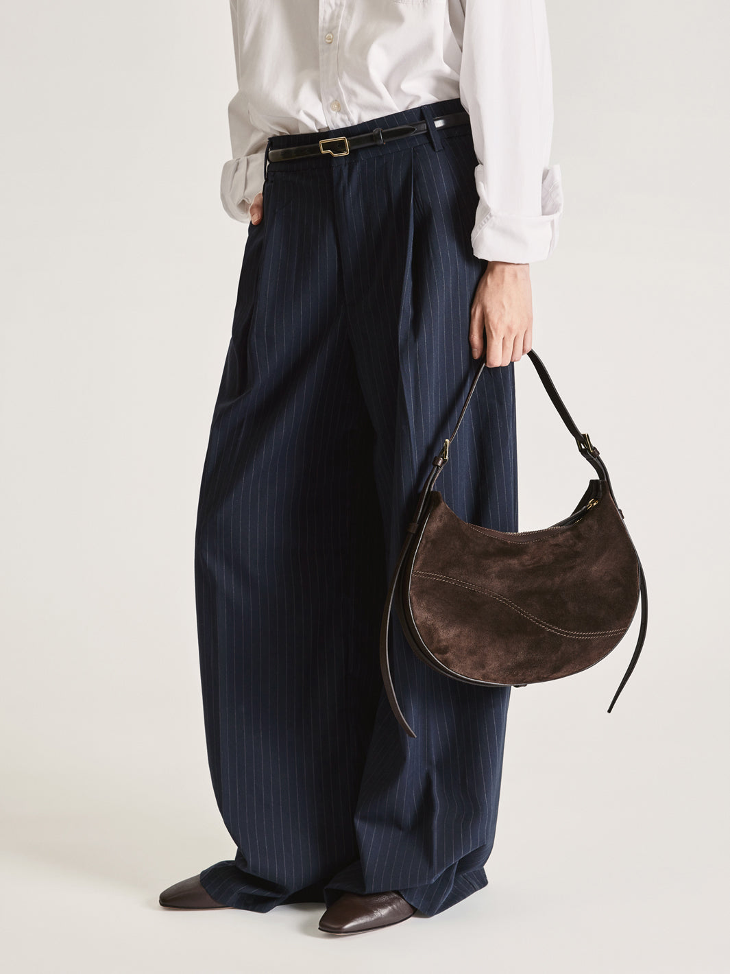 Liveri Walnut Suede/Leather Small hobo bag