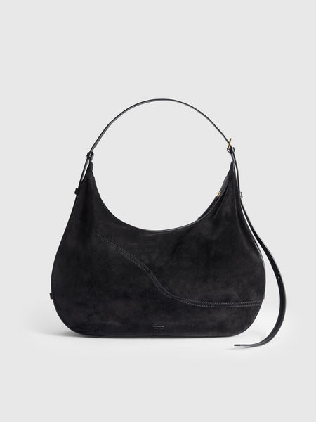 Potenza Black Suede Leather Large hobo bag ATP Atelier