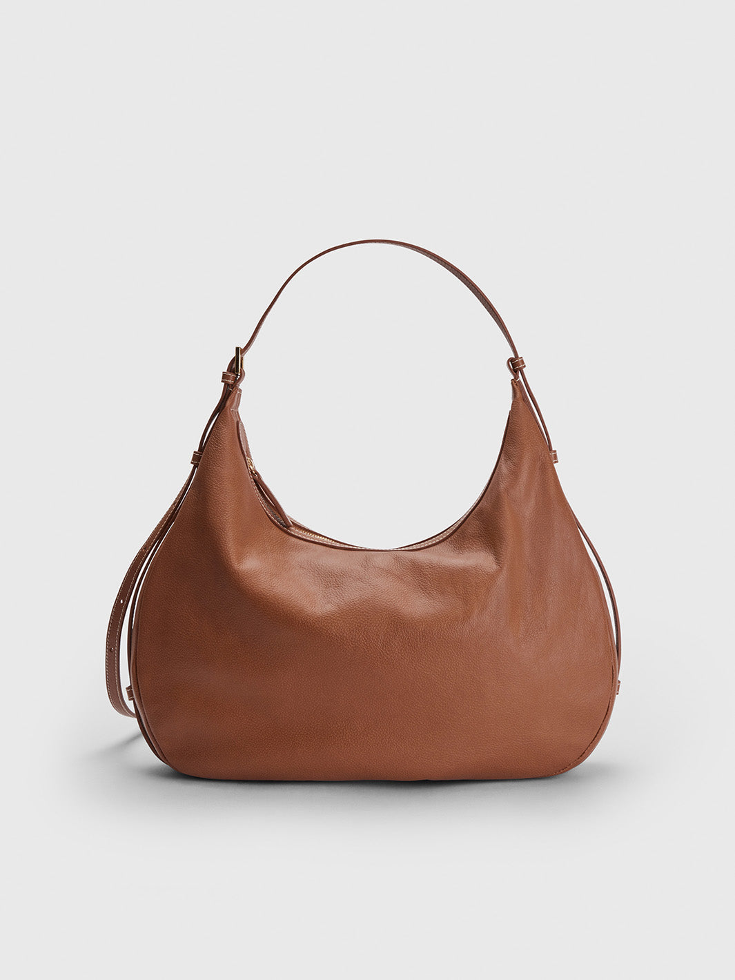 Potenza Brandy/Contrast Stitch Grained leather Large hobo bag