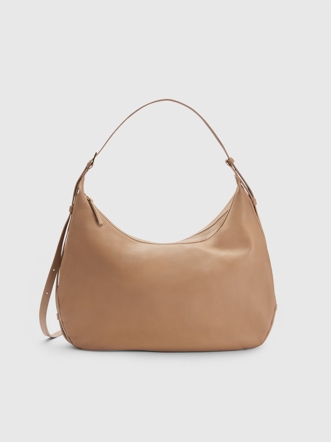Potenza Nocciola/Contrast Stitch Grained Leather Large hobo bag