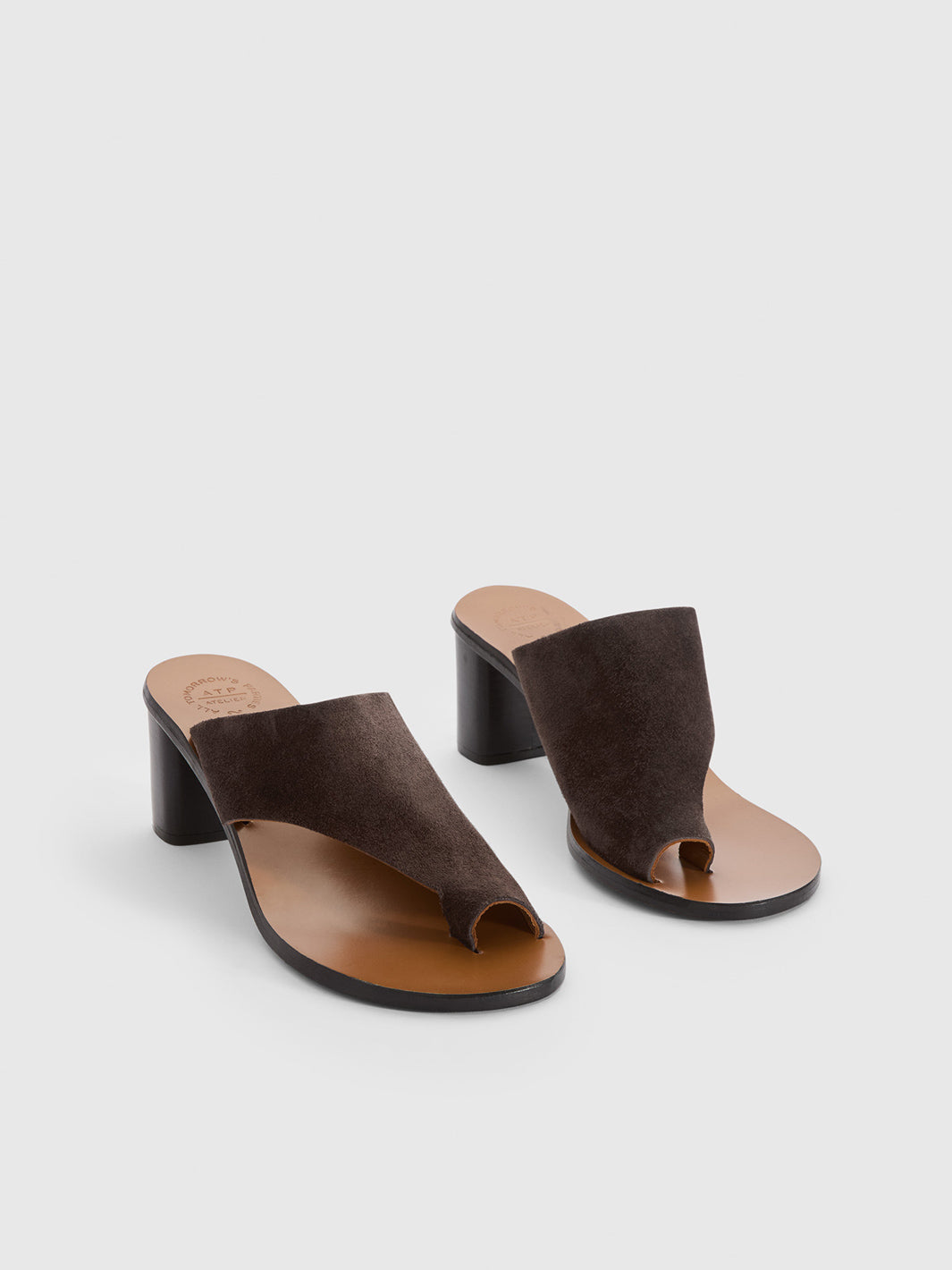 Rosate Walnut Suede Cutout heeled sandals