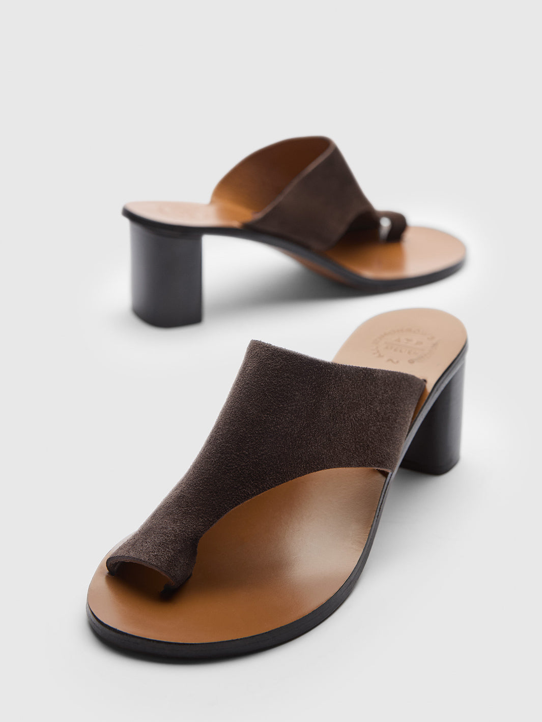 Rosate Walnut Suede Cutout heeled sandals