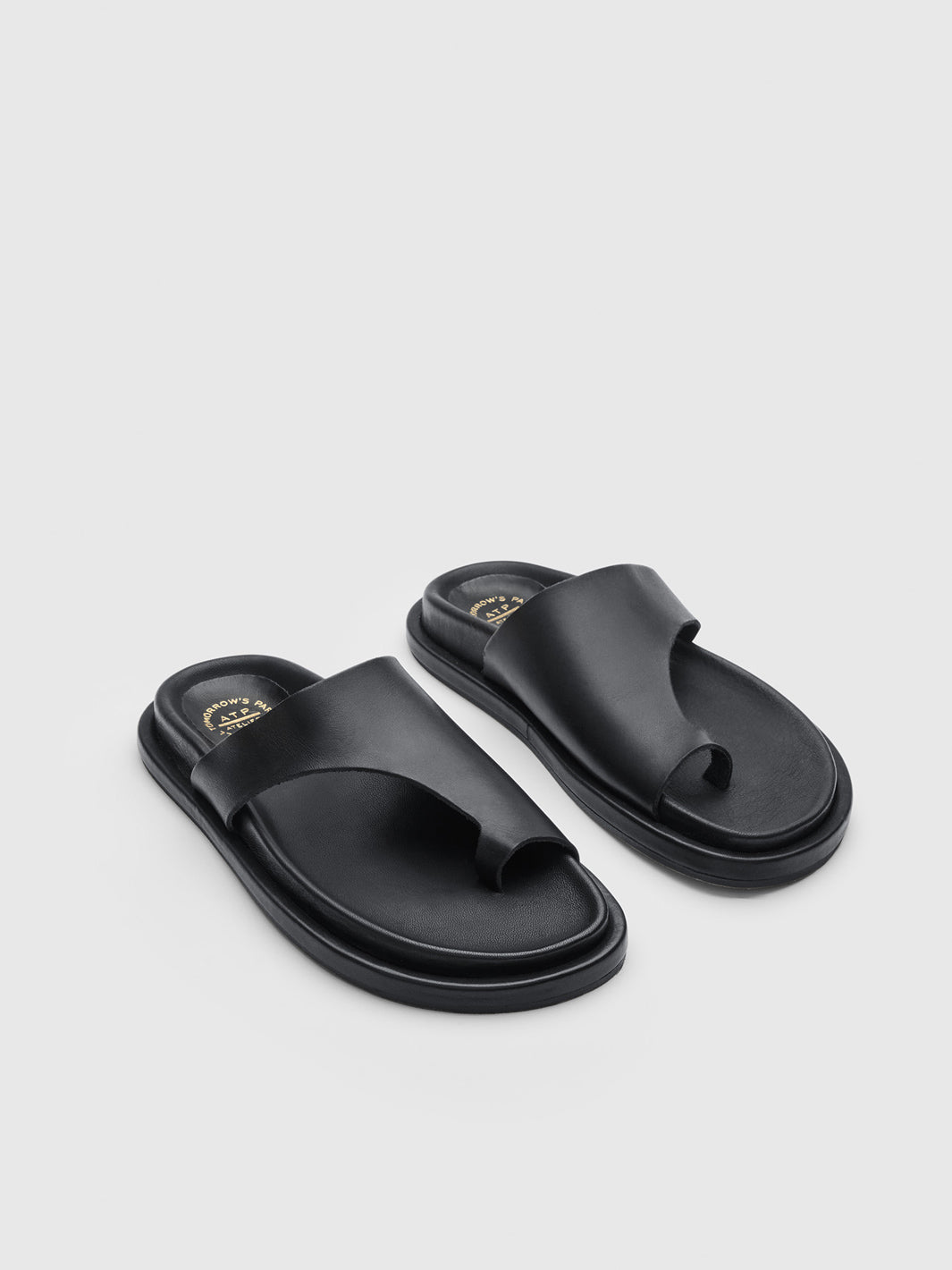 Rosanna Black Leather Comfy sandals | ATP Atelier | Official Site