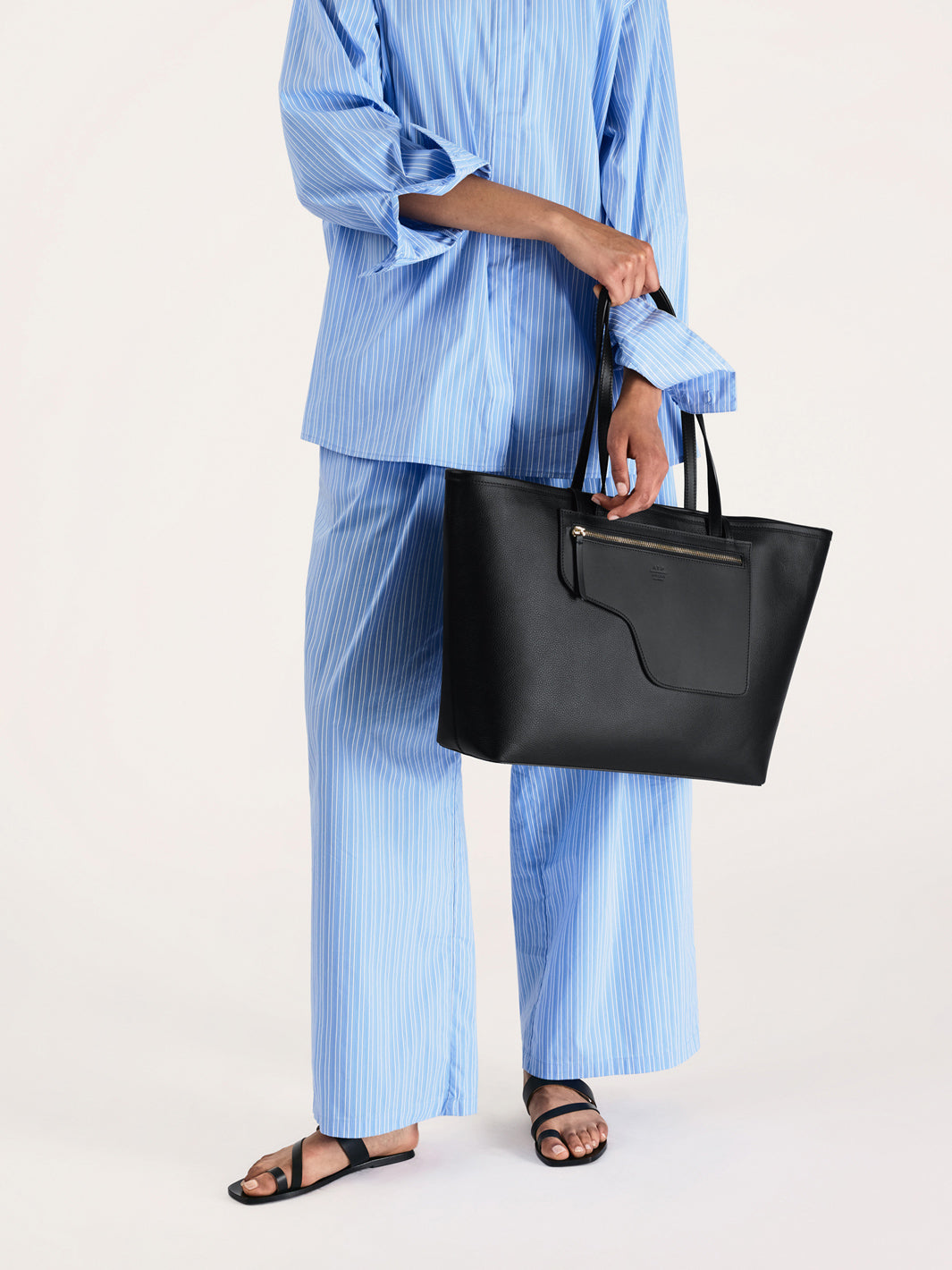 Eraclea Black Grained Leather/Leather Large tote bag