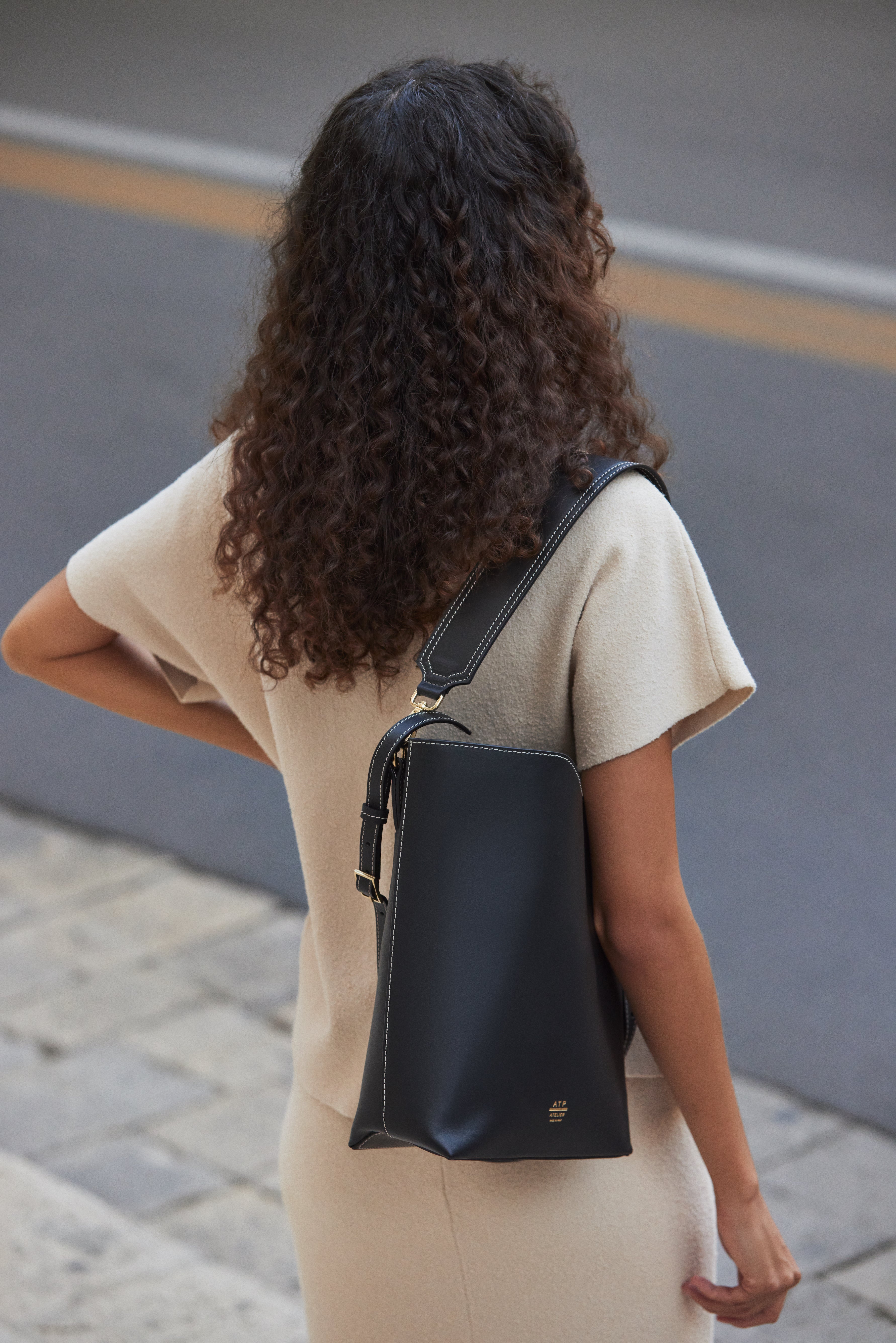 Black and clearance brown leather tote