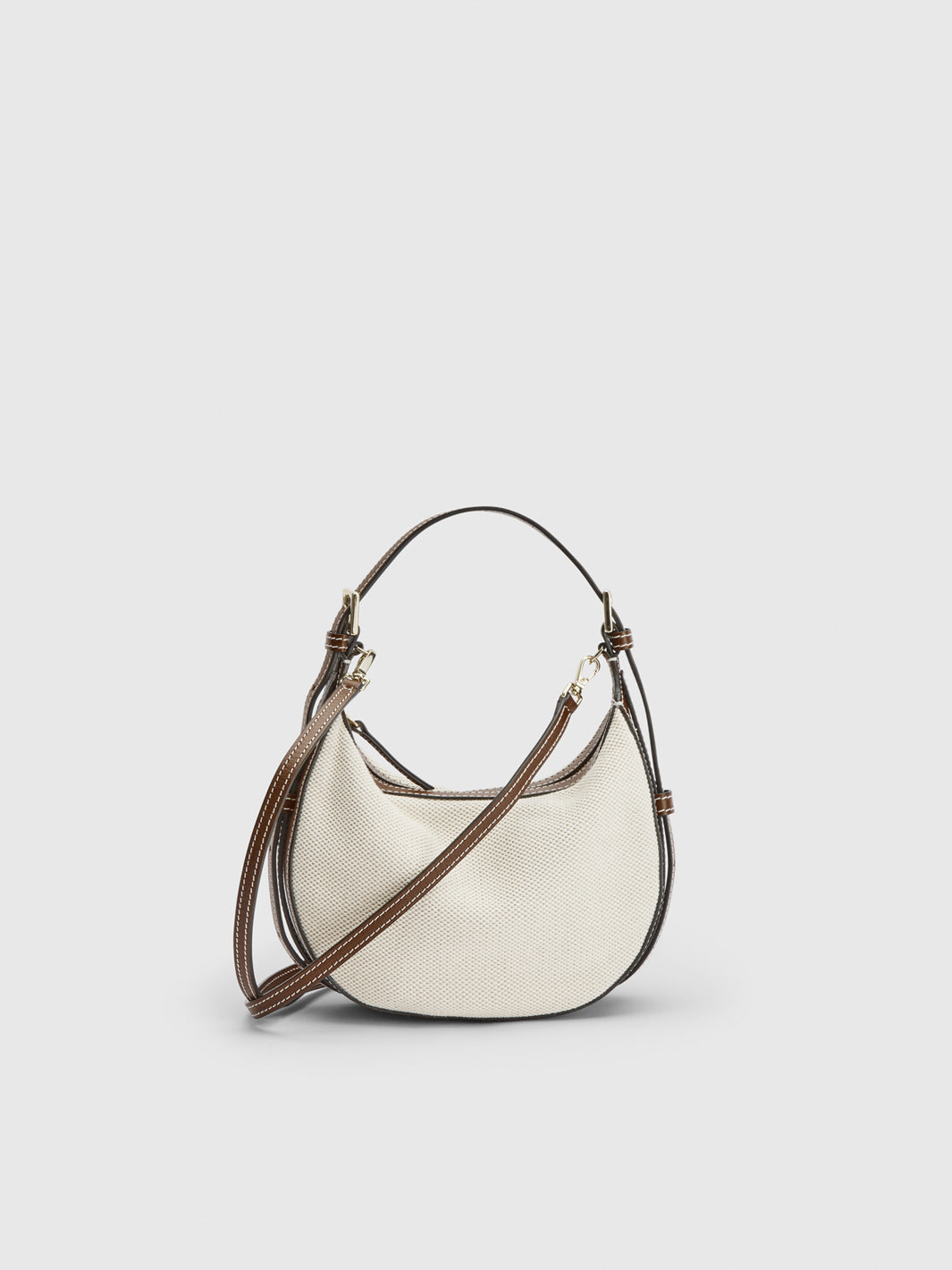Silea Ecru/Cannella Canvas/Leather Mini hobo bag
