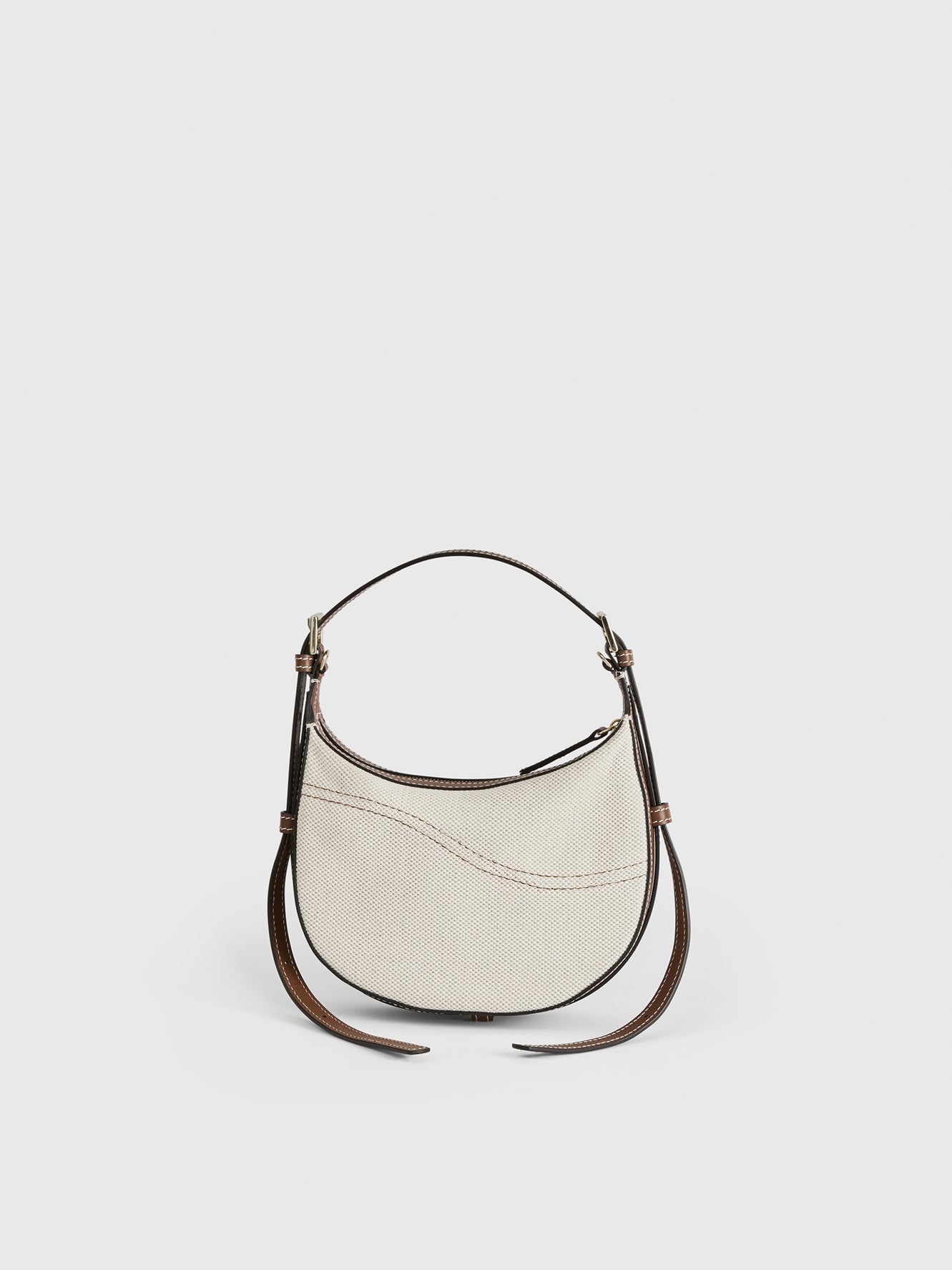 Silea Ecru/Cannella Canvas/Leather Mini hobo bag
