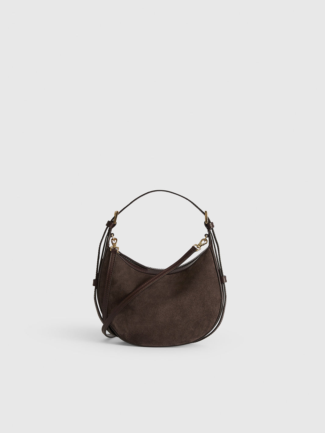 Silea Walnut Suede/Leather Mini hobo bag