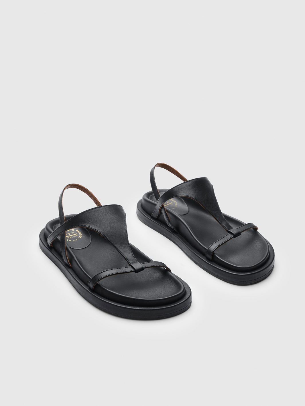 Ultimo Black Leather Comfy sandals | ATP Atelier | Official Site