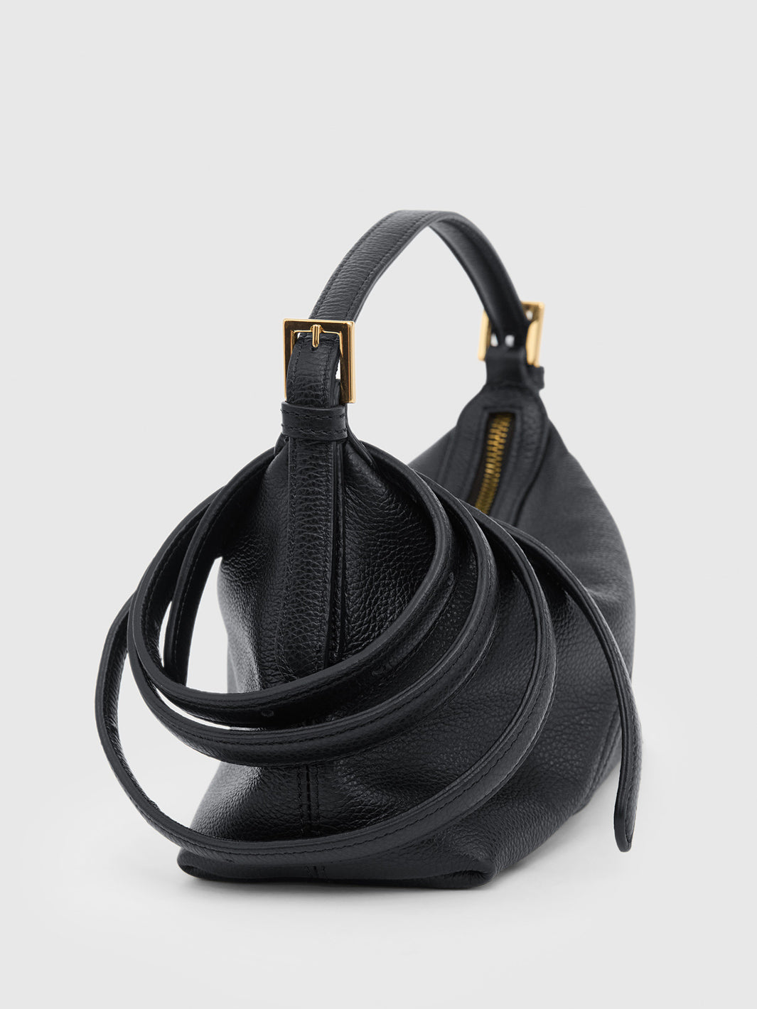 Vadena Black Grained Leather Pouch | ATP Atelier | Official Site