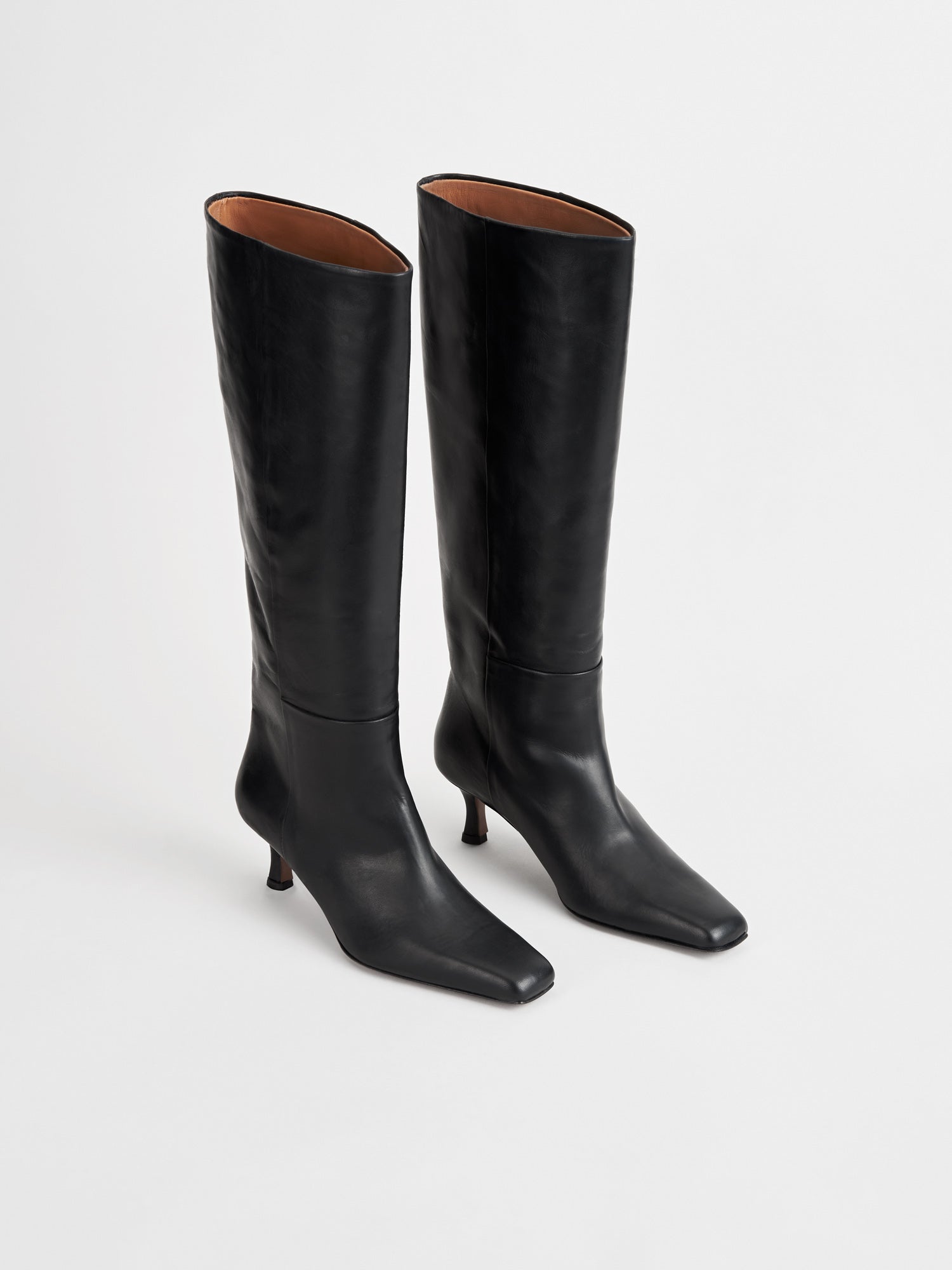 Pieve Black Leather Knee high boots