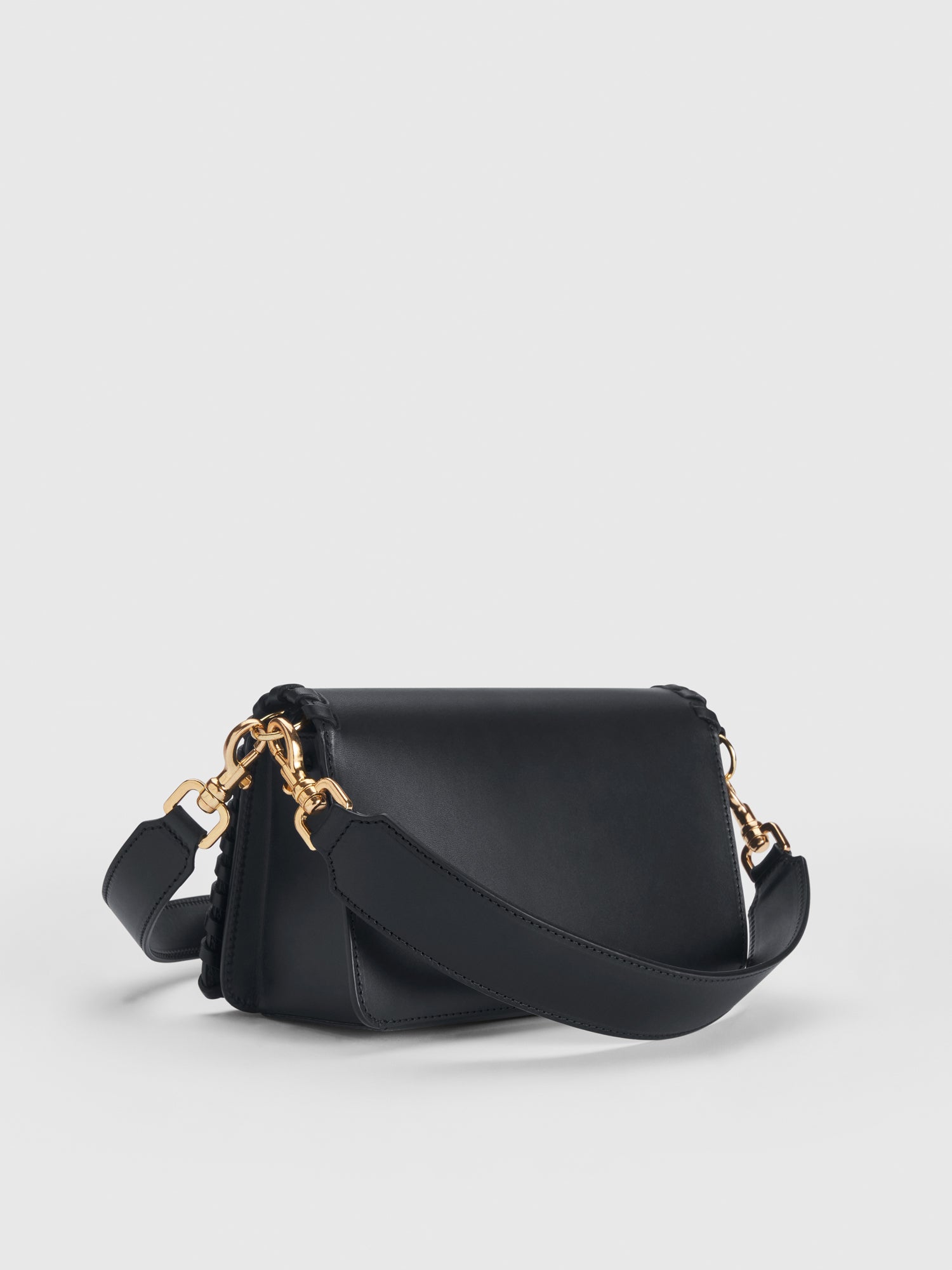 Assisi Stitch Black Leather Shoulder bag