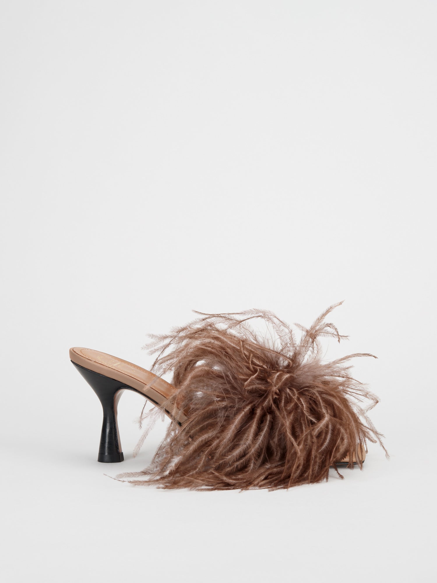 Costanza Hazelnut Feathers/Leather Heeled sandals