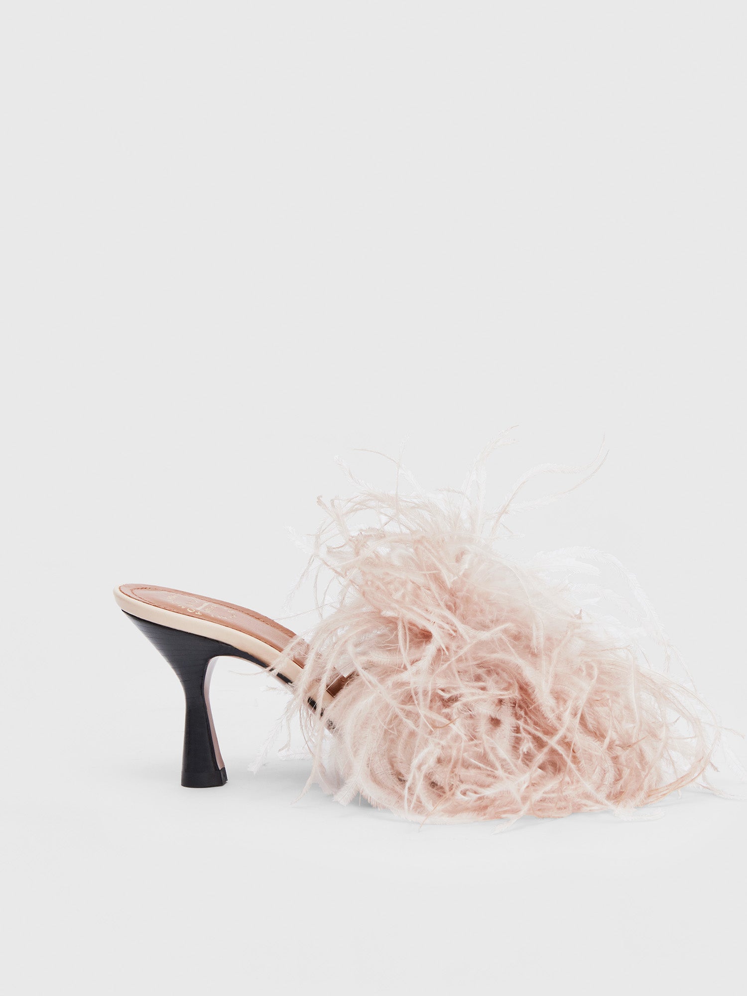 Costanza Limestone Feathers/Leather Heeled sandals