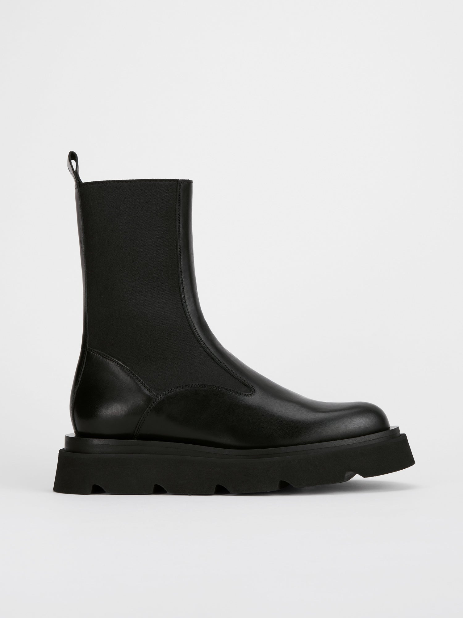 Moncalieri Black Leather Chunky Boots