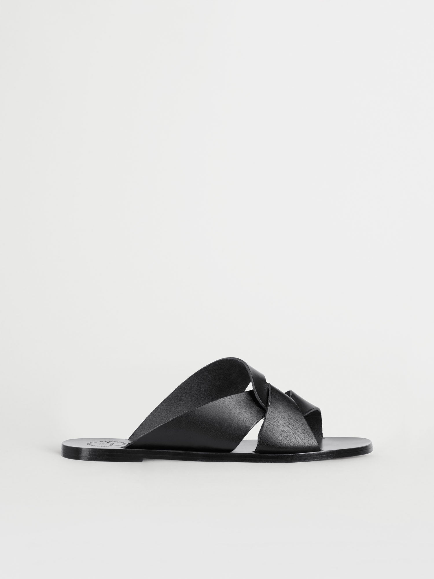 Allai Black Leather Flat sandals