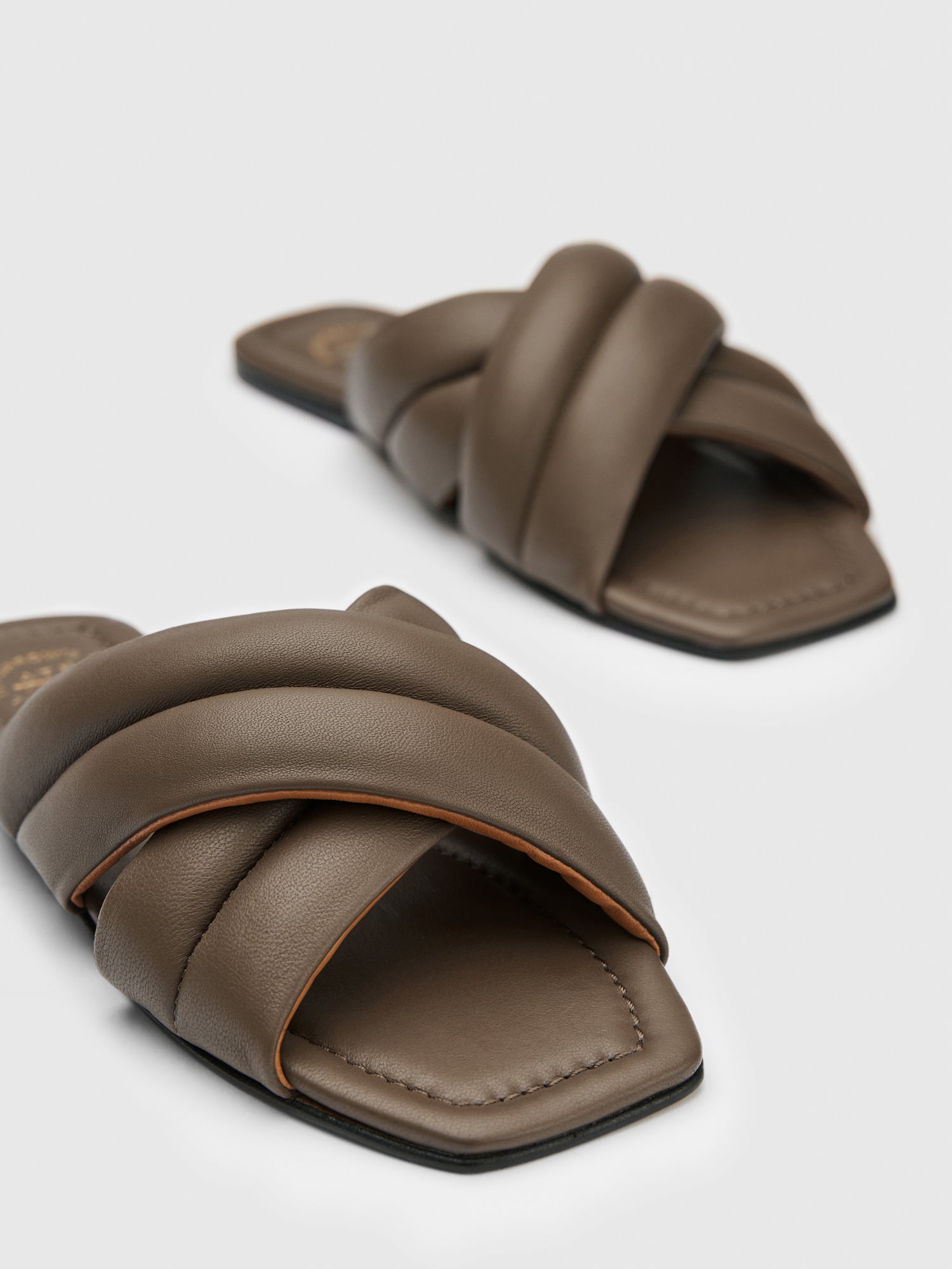 Cotti Khaki Brown Nappa Flat sandals