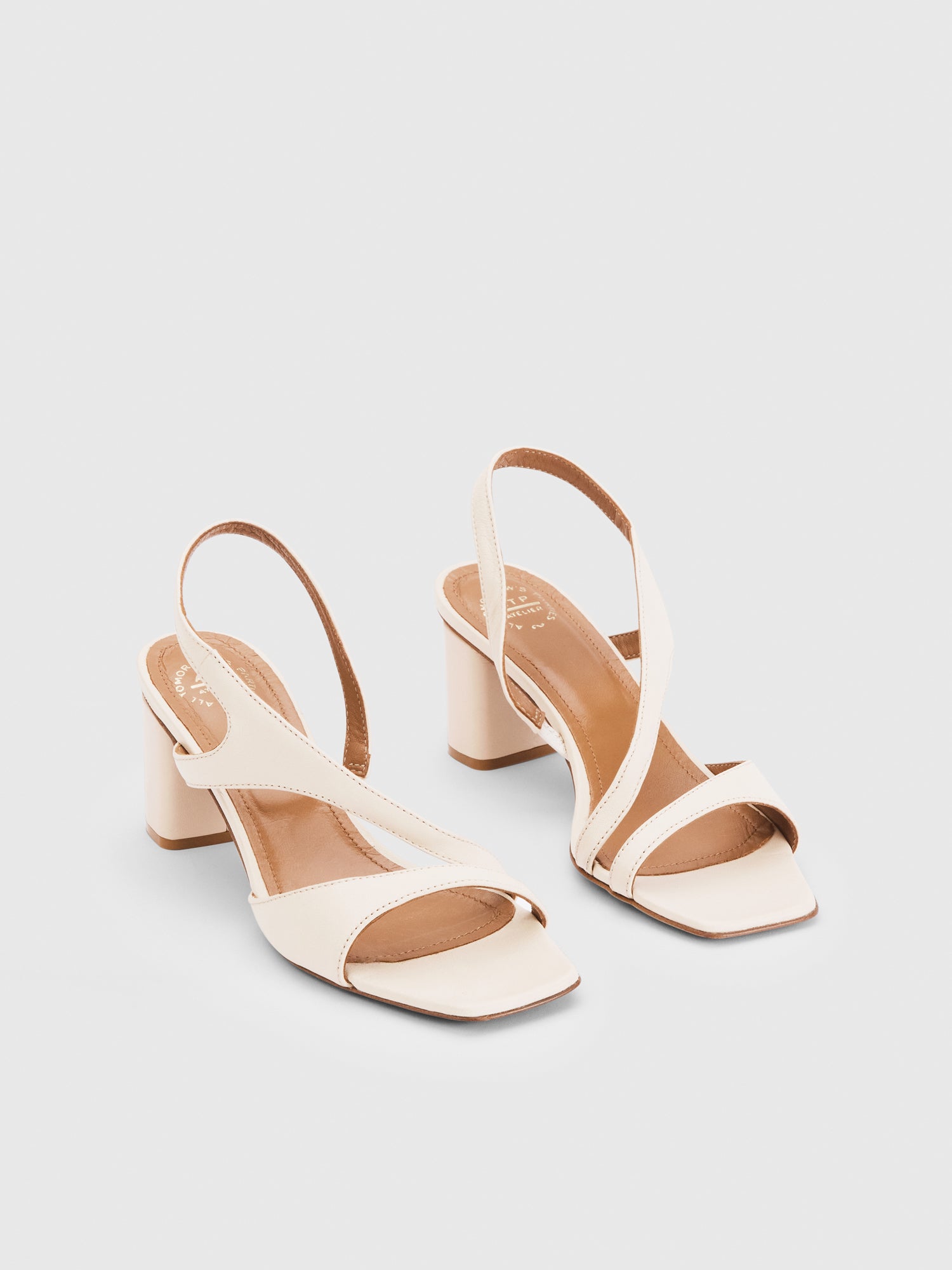 Mattine Limestone Nappa Cutout heeled sandals