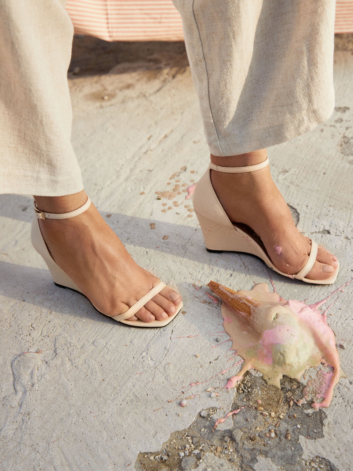 Morcone Limestone Nappa Wedge sandals