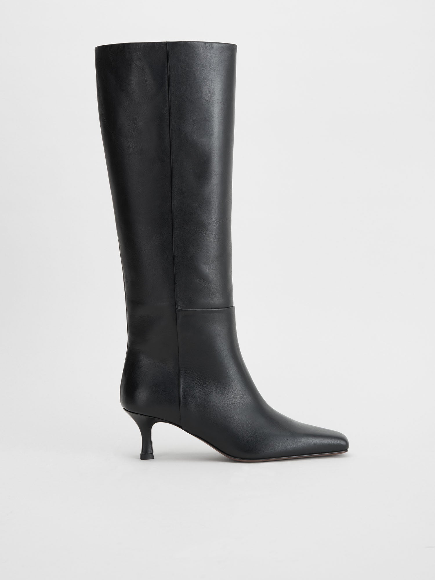 Pieve Black Leather Knee high boots