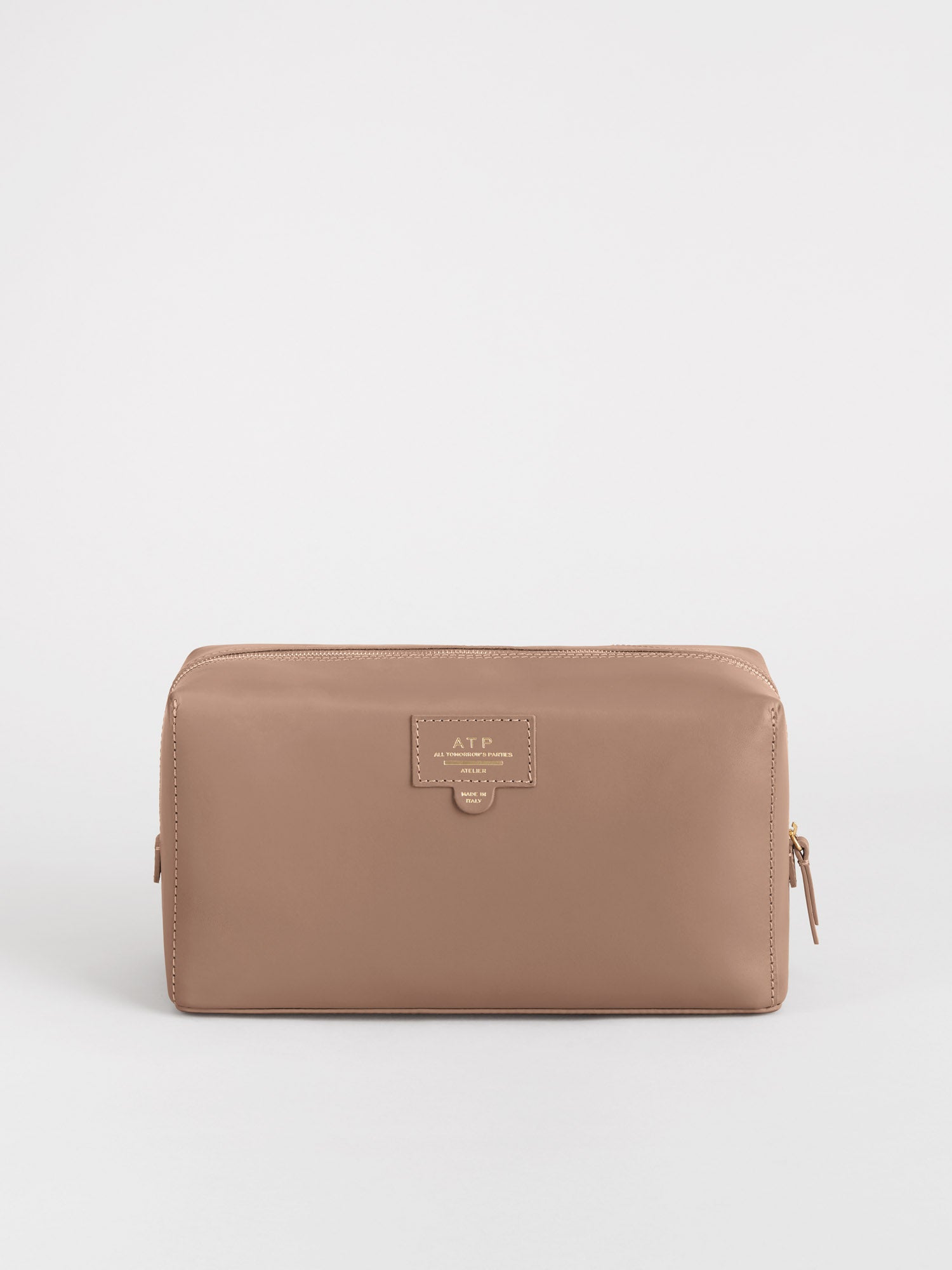 Pomaia Hazelnut Leather Beauty Bag